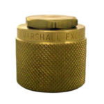 A gold colored container with the name " marshall excelsior ".