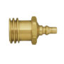 A close up of the side of a brass hose connector